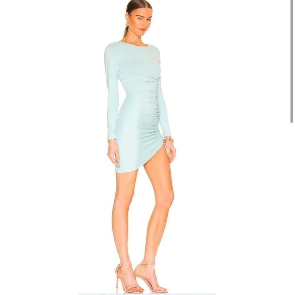 NWT Susana Monaco long Sleeve rouched ice blue mini dress large